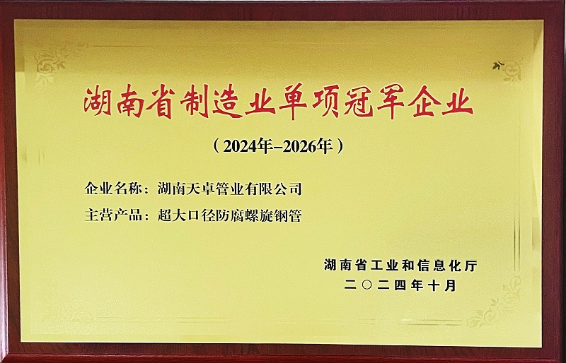 湖南省制造業(yè)單項冠軍企業(yè)